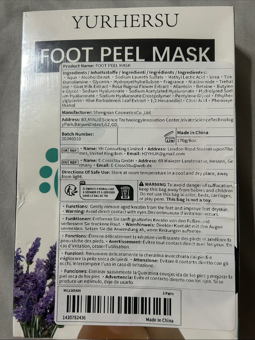 Lavender Foot Peel Mask - Exfoliating Foot Treatment (White)